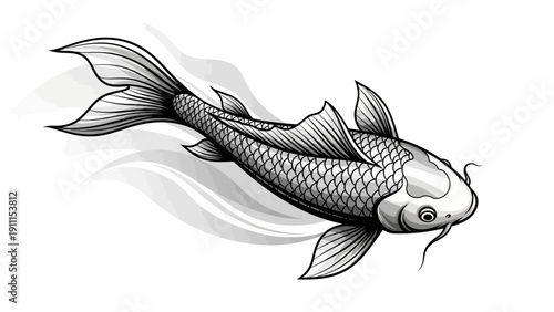 Elegant illustration of a koi fish on white background vector design