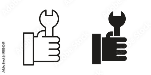 Spanner in hand icon. Vector Isolated Illustration for web design.
