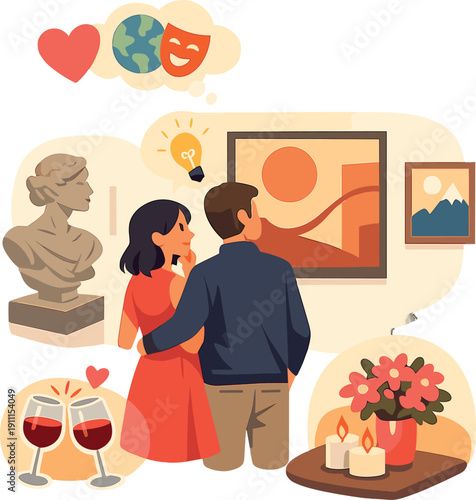 Introspective cultural adventure that enriches a date night with meaningful experiences during an art gallery stroll: Valentine Day Ideas