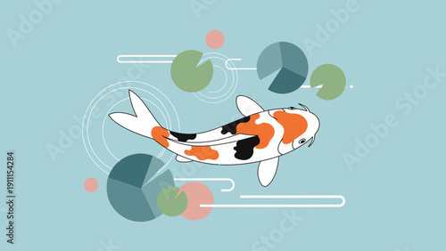 Elegant vector illustration of a koi fish swimming in calm waters