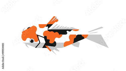 Geometric koi fish illustration isolated on white background for design