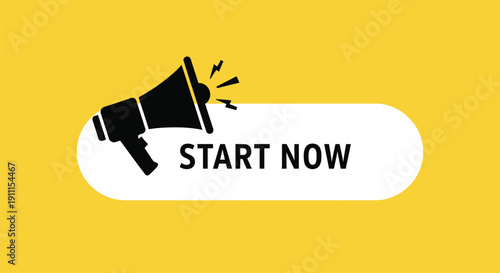 Megaphone icon with start now call to action