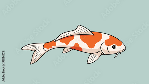 Illustrated koi fish with orange and white markings against a teal background