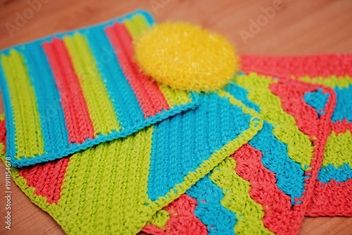 Принти на полотні Ensemble of dishcloth avec scrubbie crochet