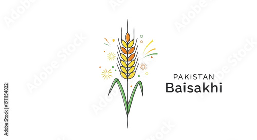 Pakistan Baisakhi wheat ear with colorful sparks grain 1