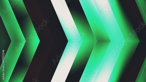 Repeating green and dark gray chevrons form a vibrant, modern geometric pattern moving forward.