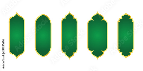 Ramadan frame shapes Golden border. Islamic luxury design elements for decoration Vintage vector illustration