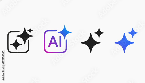 Sparkle Icons Set  AI and Creativity Symbols