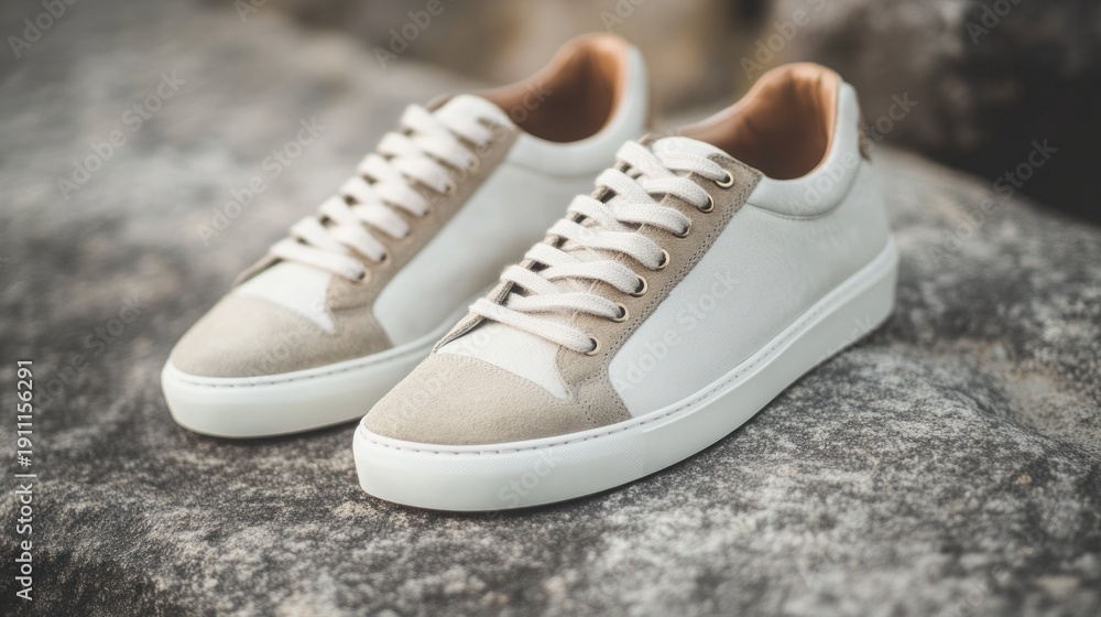 Naklejka premium Stylish Sneakers on Concrete Surface