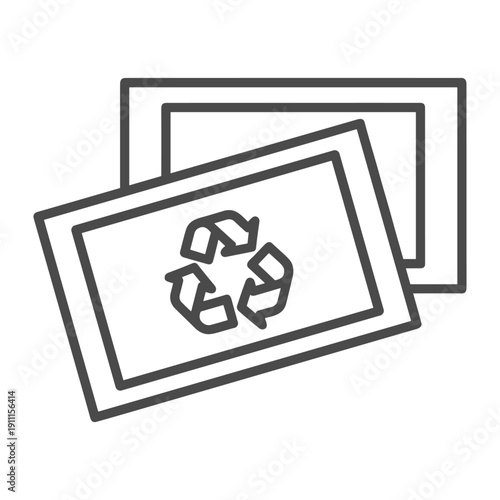 Minimalist line art illustration of a recycling sign on picture frames for environmental conservation concepts
