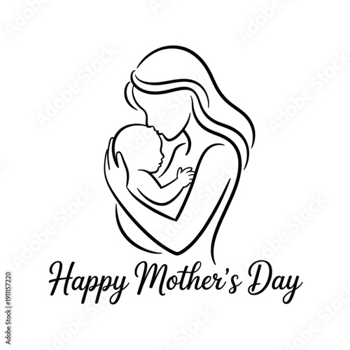 A heartwarming illustration of a mother holding her baby for mother's day Vector, illustration