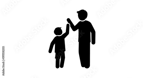 A man and a boy are touching hands in a simple illustration style yr (9)