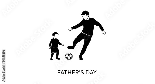 Father and son playing soccer ball on Fathers Day