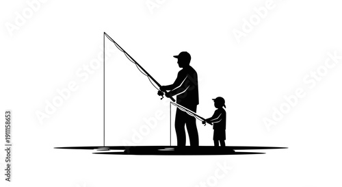 Father and son fishing together outdoors recreationally yr 52