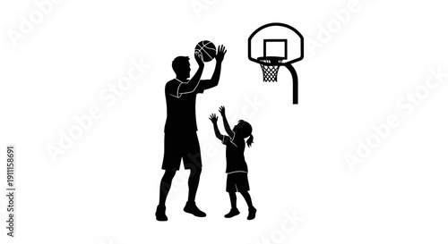 Man and child playing basketball outdoors with hoop yr (58)