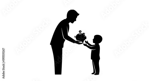 Man giving piggy bank to child yr 87
