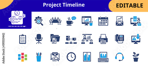 Project Timeline Icons Set Editable Business Planning Collection