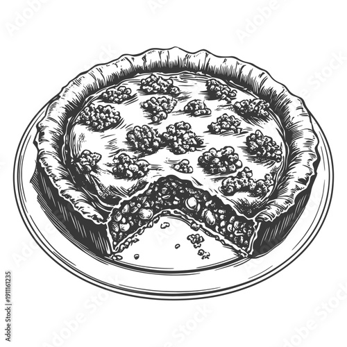 A delicious savory pie with crust and filling on a plate