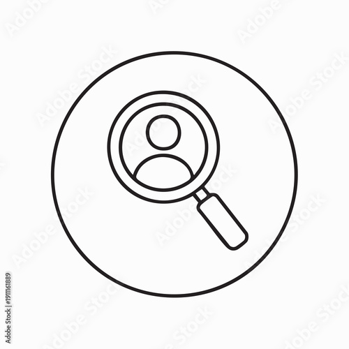Recruitment Line Icon with Magnifying Glass and User Symbol