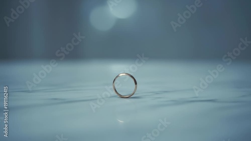 Hand Places Ring on Reflective Surface Softly