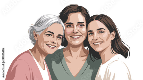 A touching portrait of three women from different generations, exuding warmth and connection.