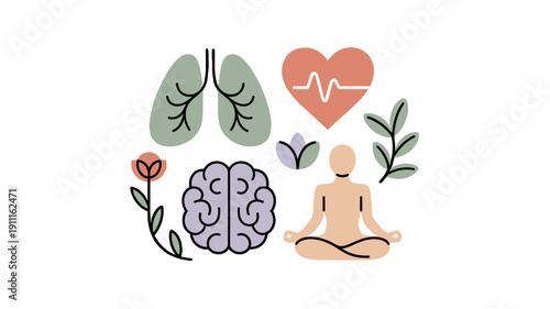 Mindfulness and healthy living concept illustration.
