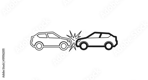 Car accident illustration collision of two vehicles vector graphics