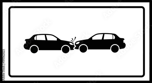 Car accident illustration collision of vehicles isolated icon on white background