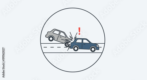 Car accident illustration collision of vehicles on road safety warning