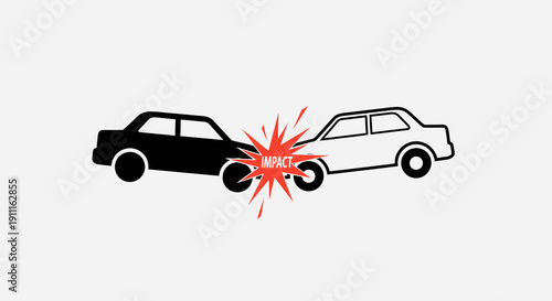 Car accident illustration collision of vehicles with impact graphic