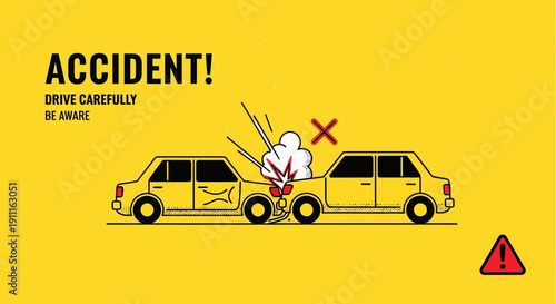 Car accident illustration road safety awareness with collision graphic