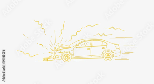 Car accident illustration sedan involved in collision vector design