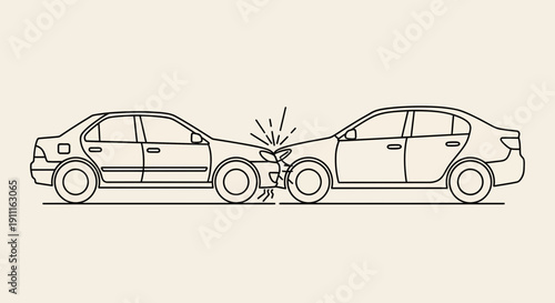 Car accident illustration two vehicles collide automotive safety concept