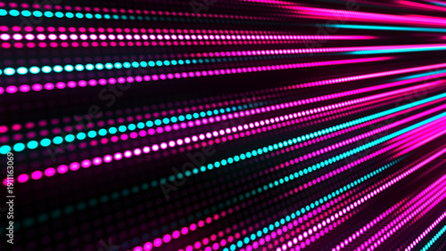 Rows of glowing dots rush forward, forming a fiery stream of light and speed. Warm shades of red and orange create a sense of energy, movement, and technological momentum.