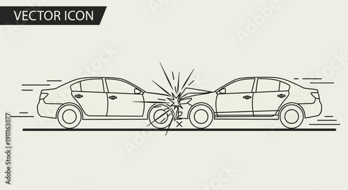 Car accident illustration two vehicles colliding in a simple vector graphic
