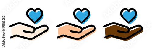 技能実習制度、育成就労のアイコン　ハートマークと手