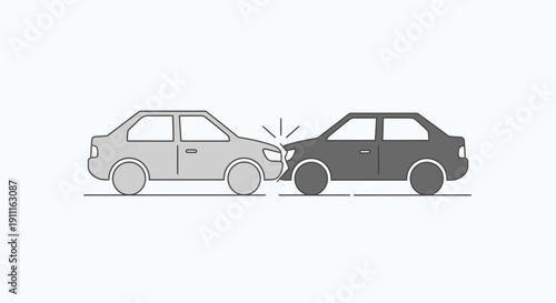 Car accident illustration two vehicles colliding safety risk concept