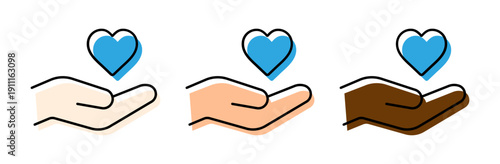 SDGs、多様性を象徴する青いハートと手のアイコン