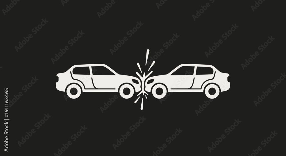 Fototapeta premium Car collision illustration symbol on a black background vector design