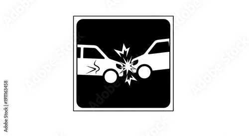 Car collision icon illustration of accident and transportation safety