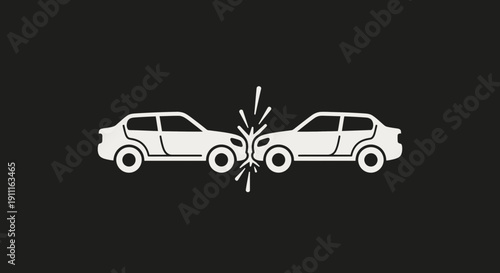 Car collision illustration symbol on a black background vector design