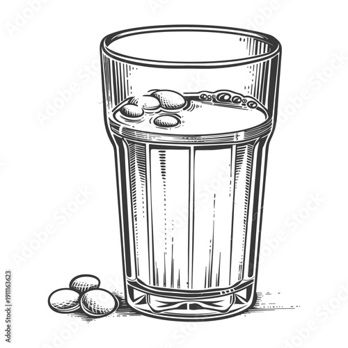 A tall clear glass holding a milky liquid with small round objects