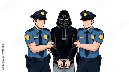 Hacker Arrested by Police Illustration