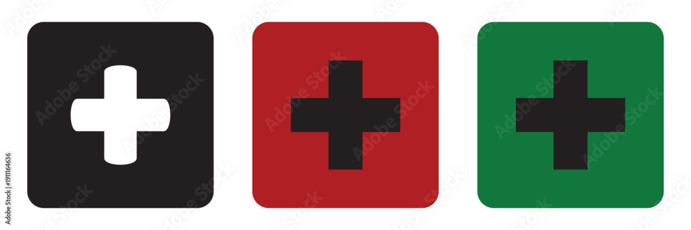 Obraz premium Medical Cross, First aid medical sign flat icon 