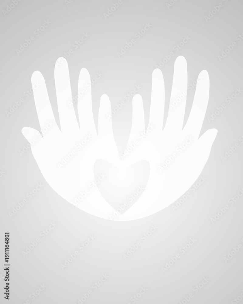 Obraz premium Corazón manos blancas personalizable.