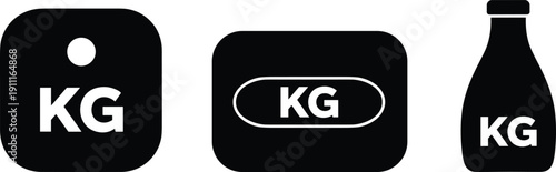 Black and white kilogram weight unit measurement symbols