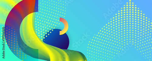 New bright juicy summer abstract fluid creative banner, trendy bright neon colors with dynamic lines