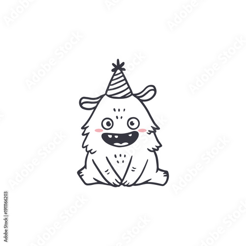 cute cartoon monster isolated on white background for coloring pages, magazines. Alien, Funny character. Sketch, doodle. Vector illustration
