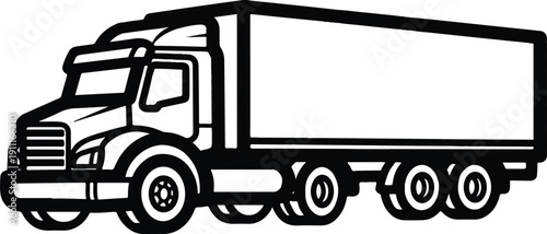 Illustration of a semi-truck driving on a highway from a side viewpoint