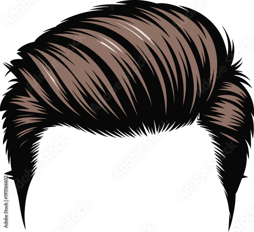 Quiff stylish brown hairstyle with voluminous swept back look